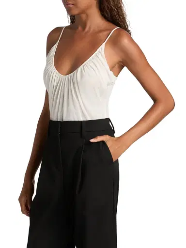 L'Agence Women's Gelina Rusched Bodysuit - Vintage White - Size XXL | Thumbnail 4 L'Agence Women's Gelina Rusched Bodysuit - Vintage White - Size XXL | Thumbnail 4