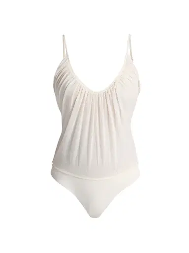 L'Agence Women's Gelina Rusched Bodysuit - Vintage White - Size XXL | Thumbnail 1 L'Agence Women's Gelina Rusched Bodysuit - Vintage White - Size XXL | Thumbnail 1