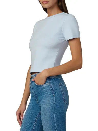 Joe's Jeans Women's The Baby Cotton-Blend T-Shirt - Powder Blue | Thumbnail 4 Joe's Jeans Women's The Baby Cotton-Blend T-Shirt - Powder Blue | Thumbnail 4