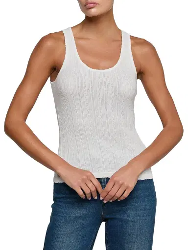 L'AGENCE Women's Adira Cotton Scoopneck Tank - Antique White | Thumbnail 3 L'AGENCE Women's Adira Cotton Scoopneck Tank - Antique White | Thumbnail 3