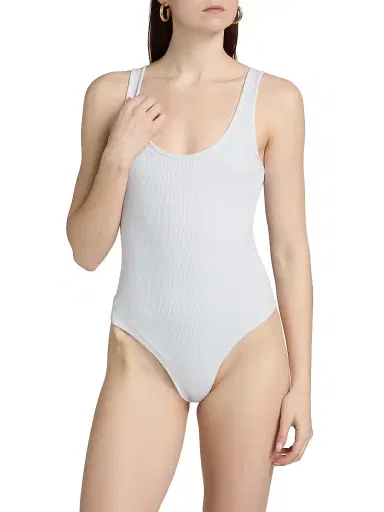 L'Agence Women's Nica Scoopneck Rib-Knit Bodysuit - Pale Mist Blue - Size XL | Thumbnail 6 L'Agence Women's Nica Scoopneck Rib-Knit Bodysuit - Pale Mist Blue - Size XL | Thumbnail 6