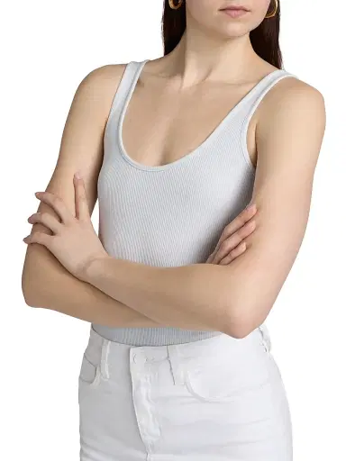 L'Agence Women's Nica Scoopneck Rib-Knit Bodysuit - Pale Mist Blue - Size XL | Thumbnail 7 L'Agence Women's Nica Scoopneck Rib-Knit Bodysuit - Pale Mist Blue - Size XL | Thumbnail 7