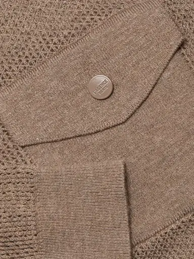 L'Agence Women's Carine Pointelle-Knit Collared Sweater - Mushroom - Size XXL | Thumbnail 7 L'Agence Women's Carine Pointelle-Knit Collared Sweater - Mushroom - Size XXL | Thumbnail 7
