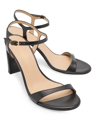 Stuart Weitzman Women's Babette 85MM Leather Sandals - Black | Thumbnail 6 Stuart Weitzman Women's Babette 85MM Leather Sandals - Black | Thumbnail 6