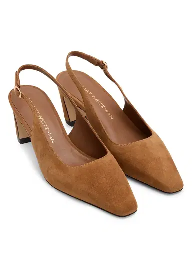 Stuart Weitzman Women's Stassi 50MM Suede Slingback Pumps - Toasted Almond | Thumbnail 2 Stuart Weitzman Women's Stassi 50MM Suede Slingback Pumps - Toasted Almond | Thumbnail 2