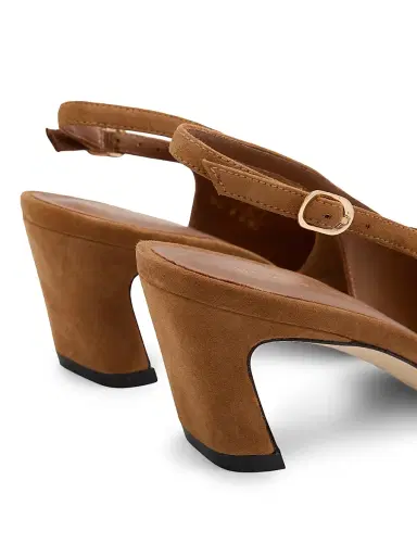 Stuart Weitzman Women's Stassi 50MM Suede Slingback Pumps - Toasted Almond | Thumbnail 3 Stuart Weitzman Women's Stassi 50MM Suede Slingback Pumps - Toasted Almond | Thumbnail 3