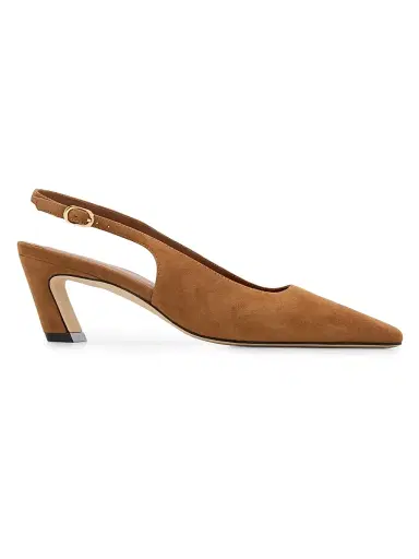 Stuart Weitzman Women's Stassi 50MM Suede Slingback Pumps - Toasted Almond | Thumbnail 1 Stuart Weitzman Women's Stassi 50MM Suede Slingback Pumps - Toasted Almond | Thumbnail 1