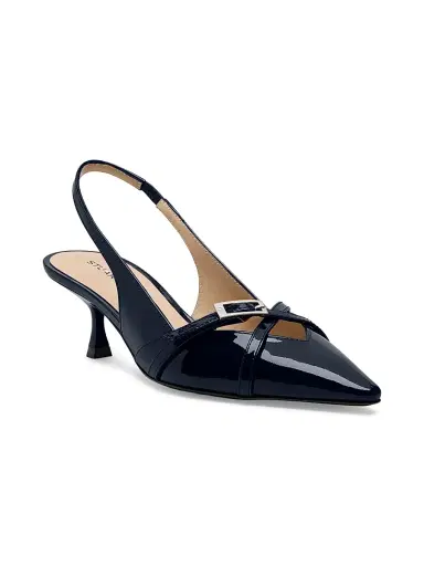Stuart Weitzman Women's Georgie 50MM Patent Leather Slingback Pumps - Nice Blue | Thumbnail 2 Stuart Weitzman Women's Georgie 50MM Patent Leather Slingback Pumps - Nice Blue | Thumbnail 2