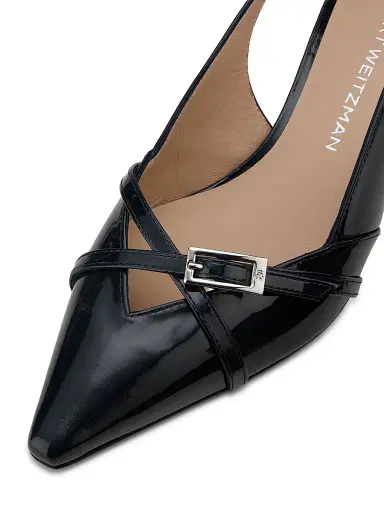 Stuart Weitzman Women's Georgie 50MM Patent Leather Slingback Pumps - Nice Blue | Thumbnail 6 Stuart Weitzman Women's Georgie 50MM Patent Leather Slingback Pumps - Nice Blue | Thumbnail 6
