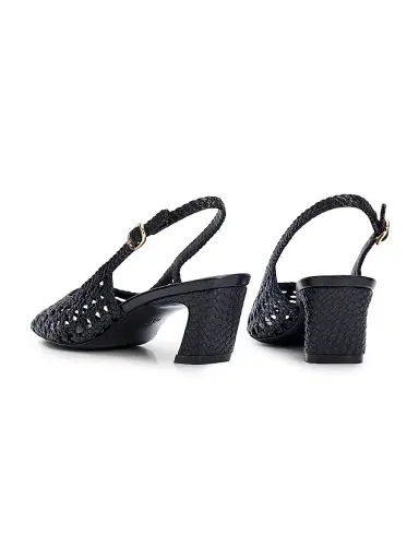 Stuart Weitzman Women's Stassi 50MM Leather Slingback Pumps - Black | Thumbnail 3 Stuart Weitzman Women's Stassi 50MM Leather Slingback Pumps - Black | Thumbnail 3