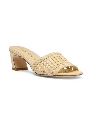 Stuart Weitzman Women's Marina 50MM Woven-Leather Block-Heel Sandals - Straw | Thumbnail 2 Stuart Weitzman Women's Marina 50MM Woven-Leather Block-Heel Sandals - Straw | Thumbnail 2