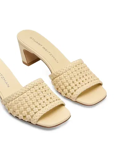 Stuart Weitzman Women's Marina 50MM Woven-Leather Block-Heel Sandals - Straw | Thumbnail 3 Stuart Weitzman Women's Marina 50MM Woven-Leather Block-Heel Sandals - Straw | Thumbnail 3