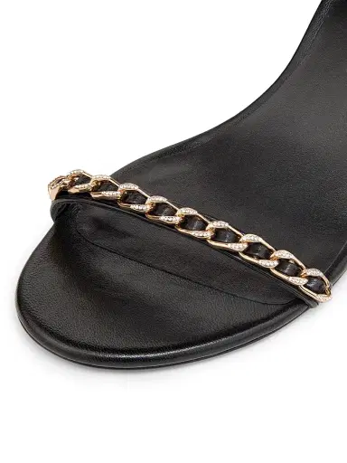 Stuart Weitzman Women's Soluxe 75MM Chain-Strap Leather Sandals - Black | Thumbnail 6 Stuart Weitzman Women's Soluxe 75MM Chain-Strap Leather Sandals - Black | Thumbnail 6