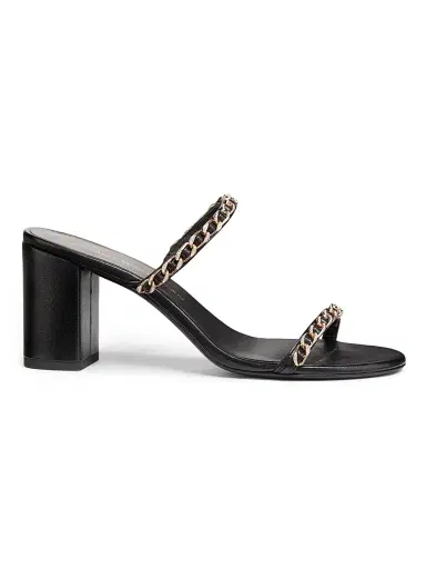 Stuart Weitzman Women's Soluxe 75MM Chain-Strap Leather Sandals - Black | Thumbnail 1 Stuart Weitzman Women's Soluxe 75MM Chain-Strap Leather Sandals - Black | Thumbnail 1