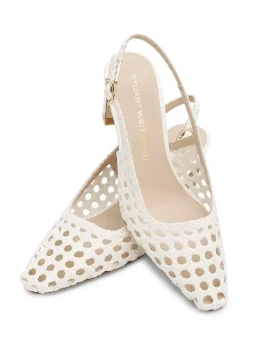 Stuart Weitzman Women's Stassi 50MM Leather Slingback Pumps - Cream | Thumbnail 5 Stuart Weitzman Women's Stassi 50MM Leather Slingback Pumps - Cream | Thumbnail 5