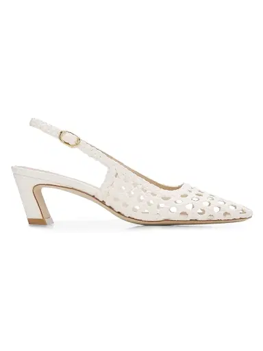 Stuart Weitzman Women's Stassi 50MM Leather Slingback Pumps - Cream | Thumbnail 1 Stuart Weitzman Women's Stassi 50MM Leather Slingback Pumps - Cream | Thumbnail 1