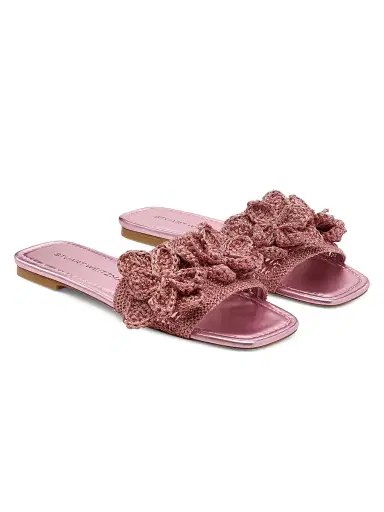 Stuart Weitzman Women's Lotus Crocheted Sandals - Pink Sand | Thumbnail 3 Stuart Weitzman Women's Lotus Crocheted Sandals - Pink Sand | Thumbnail 3
