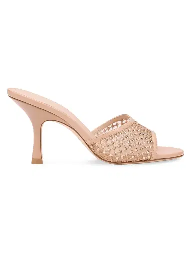 Stuart Weitzman Women's Bareitall Shine 85MM Crystal-Embellished Leather Stiletto-Heel Sandals - Adobe | Thumbnail 1 Stuart Weitzman Women's Bareitall Shine 85MM Crystal-Embellished Leather Stiletto-Heel Sandals - Adobe | Thumbnail 1