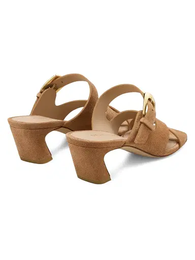Stuart Weitzman Women's Sai 50MM Suede Block-Heel Sandals - Doe | Thumbnail 3 Stuart Weitzman Women's Sai 50MM Suede Block-Heel Sandals - Doe | Thumbnail 3