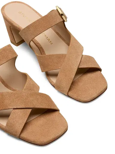 Stuart Weitzman Women's Sai 50MM Suede Block-Heel Sandals - Doe | Thumbnail 4 Stuart Weitzman Women's Sai 50MM Suede Block-Heel Sandals - Doe | Thumbnail 4