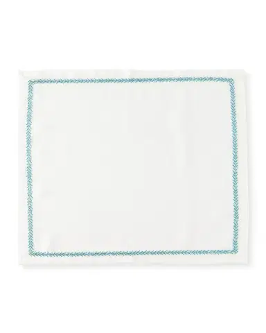 Kim Seybert Jardin Napkin, White and Turquoise | Thumbnail 2 Kim Seybert Jardin Napkin, White and Turquoise | Thumbnail 2