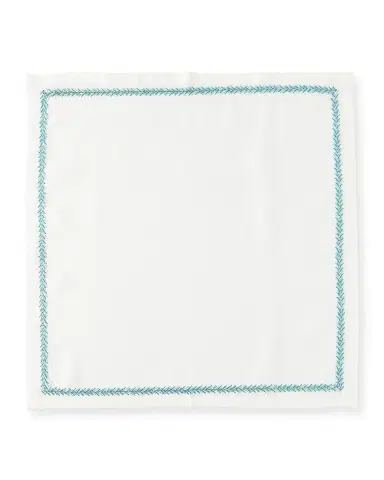 Kim Seybert Jardin Napkin, White and Turquoise | Thumbnail 1 Kim Seybert Jardin Napkin, White and Turquoise | Thumbnail 1