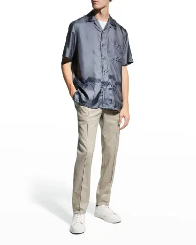 Brioni Men's Roman Tree-Print Silk Camp Shirt | Thumbnail 2 Brioni Men's Roman Tree-Print Silk Camp Shirt | Thumbnail 2