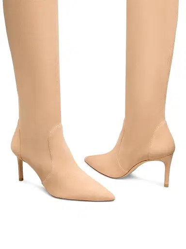 Stuart Weitzman Women's Stuart Power 75 75MM Suede Boots - Adobe | Thumbnail 4 Stuart Weitzman Women's Stuart Power 75 75MM Suede Boots - Adobe | Thumbnail 4