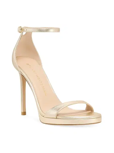Stuart Weitzman Women's Nudist 100MM Metallic Leather Platform Sandals - Light Gold | Thumbnail 2 Stuart Weitzman Women's Nudist 100MM Metallic Leather Platform Sandals - Light Gold | Thumbnail 2