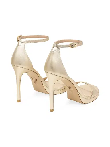 Stuart Weitzman Women's Nudist 100MM Metallic Leather Platform Sandals - Light Gold | Thumbnail 3 Stuart Weitzman Women's Nudist 100MM Metallic Leather Platform Sandals - Light Gold | Thumbnail 3