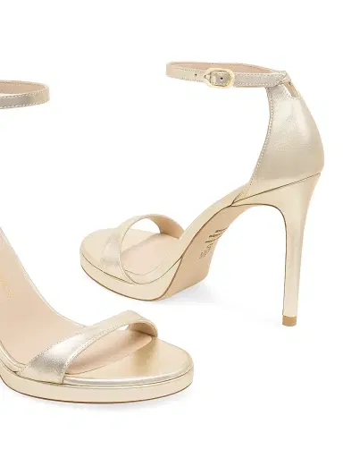 Stuart Weitzman Women's Nudist 100MM Metallic Leather Platform Sandals - Light Gold | Thumbnail 4 Stuart Weitzman Women's Nudist 100MM Metallic Leather Platform Sandals - Light Gold | Thumbnail 4