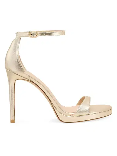 Stuart Weitzman Women's Nudist 100MM Metallic Leather Platform Sandals - Light Gold | Thumbnail 1 Stuart Weitzman Women's Nudist 100MM Metallic Leather Platform Sandals - Light Gold | Thumbnail 1