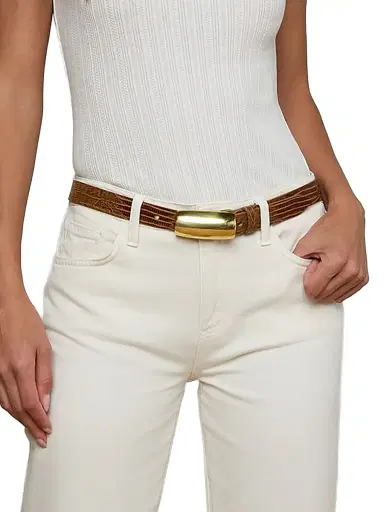 L'AGENCE Women's Marlowe Lizard-Embossed Leather Belt - Cognac Lizard | Thumbnail 3 L'AGENCE Women's Marlowe Lizard-Embossed Leather Belt - Cognac Lizard | Thumbnail 3