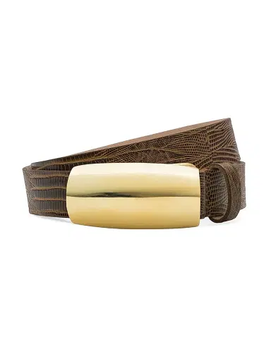 L'AGENCE Women's Marlowe Lizard-Embossed Leather Belt - Cognac Lizard | Thumbnail 4 L'AGENCE Women's Marlowe Lizard-Embossed Leather Belt - Cognac Lizard | Thumbnail 4