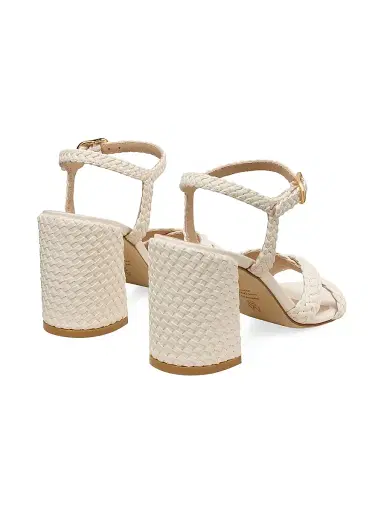 Stuart Weitzman Women's Alyssa 85MM Woven Leather Block-Heel Sandals - Cream | Thumbnail 3 Stuart Weitzman Women's Alyssa 85MM Woven Leather Block-Heel Sandals - Cream | Thumbnail 3