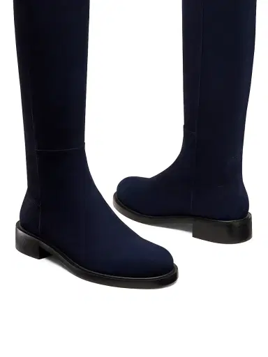 Stuart Weitzman Women's 5050 Gisele 30MM Suede Boots - Nice Blue Black | Thumbnail 4 Stuart Weitzman Women's 5050 Gisele 30MM Suede Boots - Nice Blue Black | Thumbnail 4