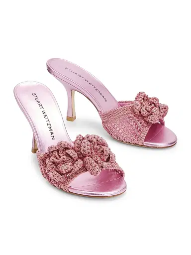 Stuart Weitzman Women's Lotus 85MM Crochet Sandals - Soft Rose | Thumbnail 2 Stuart Weitzman Women's Lotus 85MM Crochet Sandals - Soft Rose | Thumbnail 2