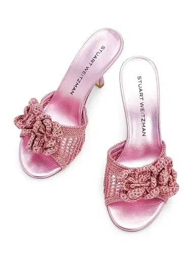 Stuart Weitzman Women's Lotus 85MM Crochet Sandals - Soft Rose | Thumbnail 4 Stuart Weitzman Women's Lotus 85MM Crochet Sandals - Soft Rose | Thumbnail 4