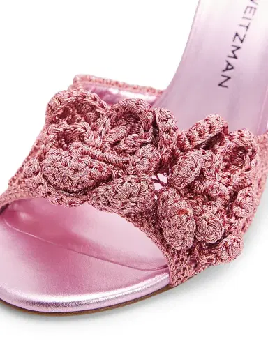 Stuart Weitzman Women's Lotus 85MM Crochet Sandals - Soft Rose | Thumbnail 5 Stuart Weitzman Women's Lotus 85MM Crochet Sandals - Soft Rose | Thumbnail 5