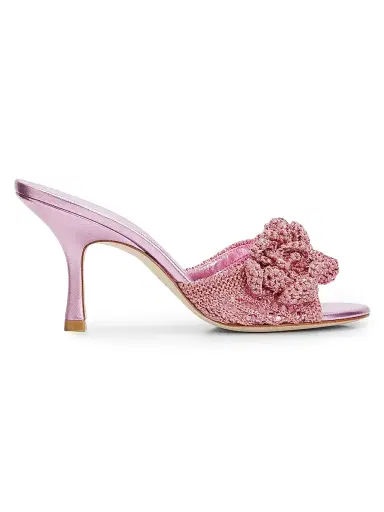 Stuart Weitzman Women's Lotus 85MM Crochet Sandals - Soft Rose | Thumbnail 1 Stuart Weitzman Women's Lotus 85MM Crochet Sandals - Soft Rose | Thumbnail 1