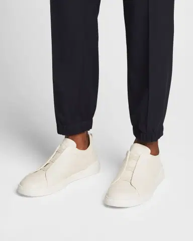 ZEGNA Men 's Triple Stitch Deerskin Leather Sneakers | Thumbnail 2 ZEGNA Men 's Triple Stitch Deerskin Leather Sneakers | Thumbnail 2