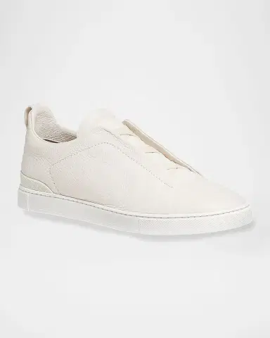 ZEGNA Men 's Triple Stitch Deerskin Leather Sneakers | Thumbnail 3 ZEGNA Men 's Triple Stitch Deerskin Leather Sneakers | Thumbnail 3