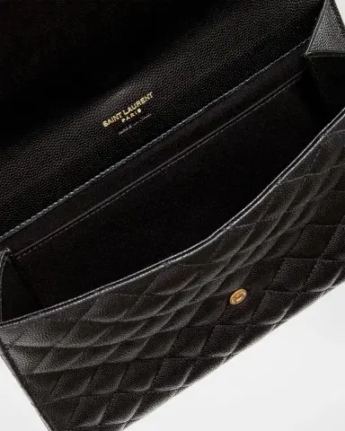 Saint Laurent Envelope Flap YSL Clutch Bag in Grained Leather | Thumbnail 3 Saint Laurent Envelope Flap YSL Clutch Bag in Grained Leather | Thumbnail 3