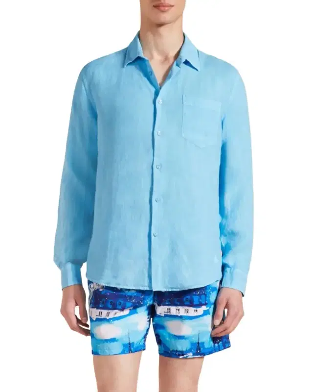 Men's Caroubis Solid Linen Sport Shirt Men's Caroubis Solid Linen Sport Shirt