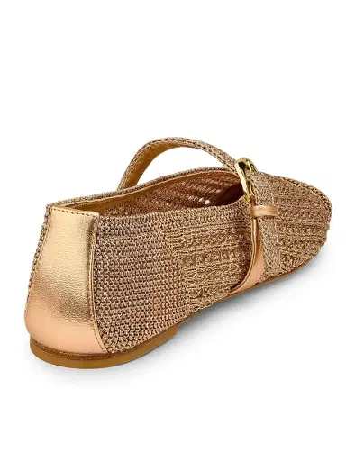 Stuart Weitzman Women's Leora Leather-Trim Crochet Mary Janes - Light Gold - Size 9.5 | Thumbnail 3 Stuart Weitzman Women's Leora Leather-Trim Crochet Mary Janes - Light Gold - Size 9.5 | Thumbnail 3