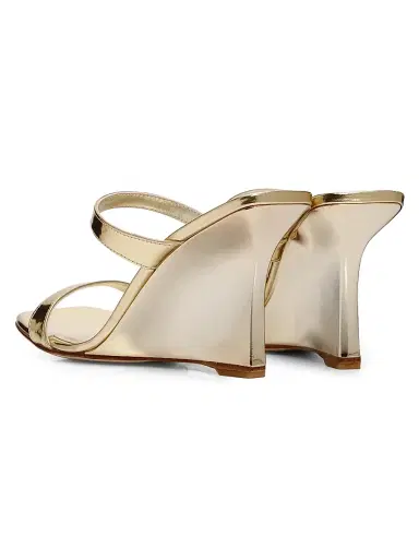 Stuart Weitzman Women's Vinnie 85MM Leather Wedge Sandals - Platino - Size 9 | Thumbnail 3 Stuart Weitzman Women's Vinnie 85MM Leather Wedge Sandals - Platino - Size 9 | Thumbnail 3