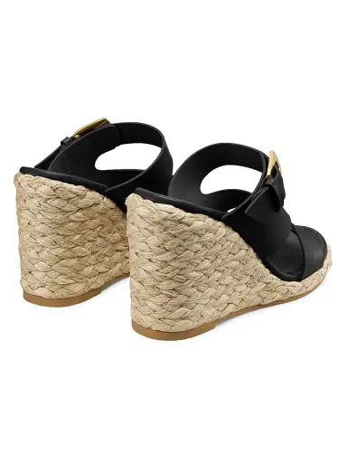 Stuart Weitzman Women's Sai 105MM Leather Espadrille Wedge Sandals - Black | Thumbnail 3 Stuart Weitzman Women's Sai 105MM Leather Espadrille Wedge Sandals - Black | Thumbnail 3