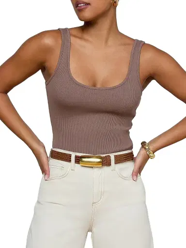 L'Agence Women's Nica Scoopneck Rib-Knit Bodysuit - Cardamom - Size XL | Thumbnail 3 L'Agence Women's Nica Scoopneck Rib-Knit Bodysuit - Cardamom - Size XL | Thumbnail 3