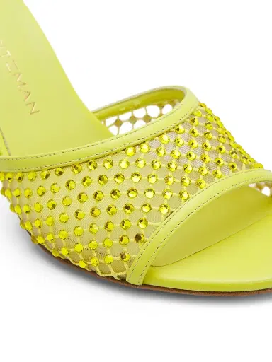 Stuart Weitzman Women's Bareitall Shine 85MM Crystal-Embellished Leather Stiletto-Heel Sandals - Citrine | Thumbnail 5 Stuart Weitzman Women's Bareitall Shine 85MM Crystal-Embellished Leather Stiletto-Heel Sandals - Citrine | Thumbnail 5