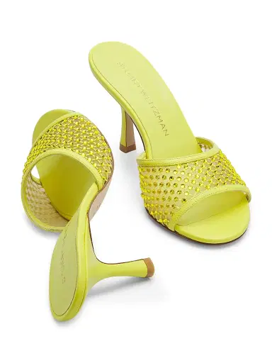 Stuart Weitzman Women's Bareitall Shine 85MM Crystal-Embellished Leather Stiletto-Heel Sandals - Citrine | Thumbnail 6 Stuart Weitzman Women's Bareitall Shine 85MM Crystal-Embellished Leather Stiletto-Heel Sandals - Citrine | Thumbnail 6